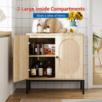 31.5 Mobile Credenza Buffet, Mobile Contenitore in Rattan con Ripiani Regolabili, Mobile Dispensa da Cucina per Soggiorno Sala da Pranzo Ingresso