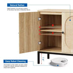 31.5 Mobile Credenza Buffet, Mobile Contenitore in Rattan con Ripiani Regolabili, Mobile Dispensa da Cucina per Soggiorno Sala da Pranzo Ingresso