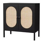31.5 Mobile Credenza Buffet, Mobile Contenitore in Rattan con Ripiani Regolabili, Mobile Dispensa da Cucina per Soggiorno Sala da Pranzo Ingresso