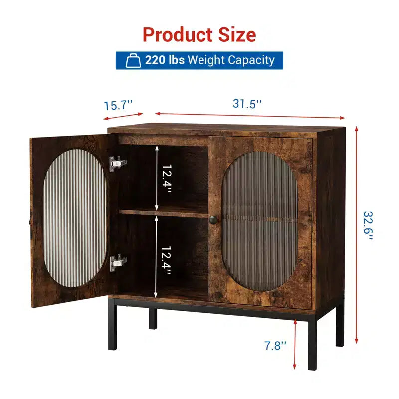 31.5 Mobile Credenza Buffet, Mobile Contenitore in Rattan con Ripiani Regolabili, Mobile Dispensa da Cucina per Soggiorno Sala da Pranzo Ingresso