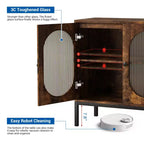 31.5 Mobile Credenza Buffet, Mobile Contenitore in Rattan con Ripiani Regolabili, Mobile Dispensa da Cucina per Soggiorno Sala da Pranzo Ingresso
