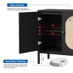 31.5 Mobile Credenza Buffet, Mobile Contenitore in Rattan con Ripiani Regolabili, Mobile Dispensa da Cucina per Soggiorno Sala da Pranzo Ingresso