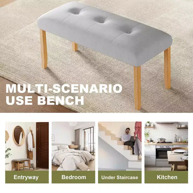 Panca imbottita trapuntata MAYEERTY, panca da fondo letto in tessuto