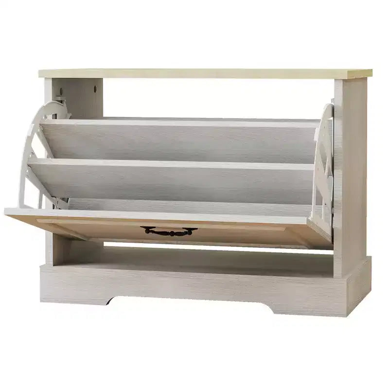 AndMakers Mobile Porta Scarpe Bianco Antico da 44.98 cm H x 60 cm L con 1 Cassetto a Ribalta e Ripiano Regolabile