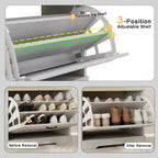 AndMakers Mobile Porta Scarpe Bianco Antico da 44.98 cm H x 60 cm L con 1 Cassetto a Ribalta e Ripiano Regolabile