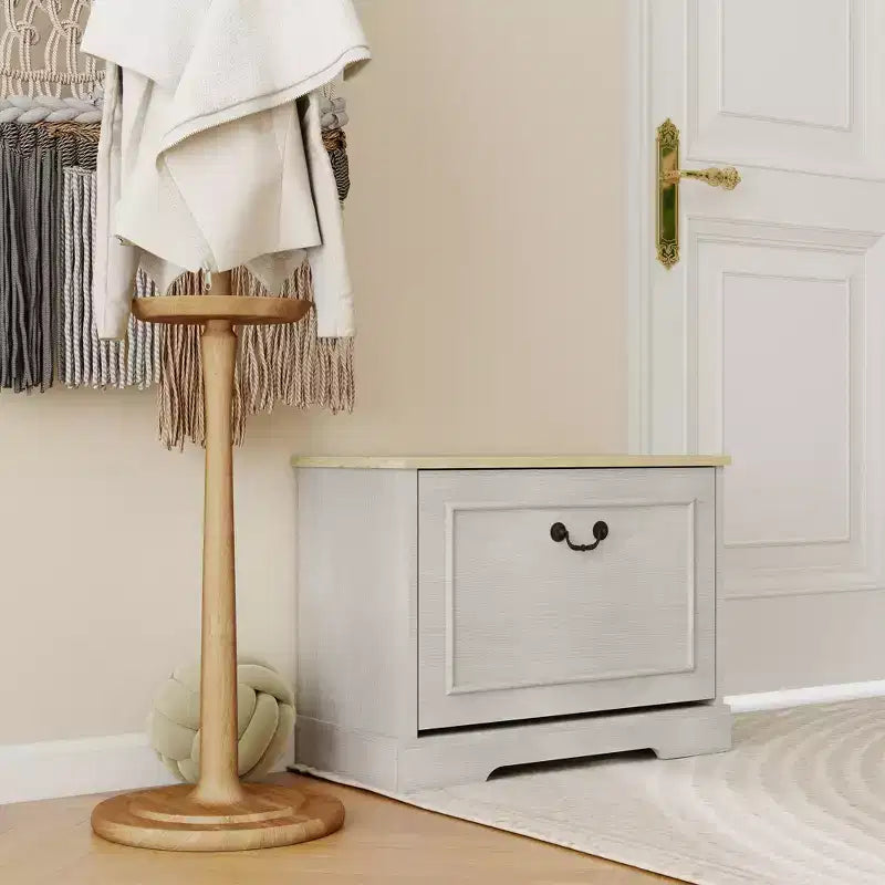 AndMakers Mobile Porta Scarpe Bianco Antico da 44.98 cm H x 60 cm L con 1 Cassetto a Ribalta e Ripiano Regolabile