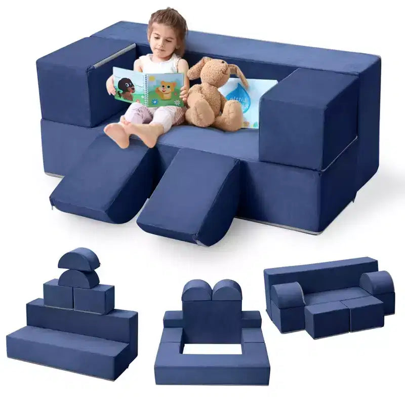 GustoWave Divano Modulare per Bambini 6 Pezzi, Set Divano da Gioco in Schiuma con Cuscini Staccabili, Divano Morbido Convertibile per Neonati e Bambini