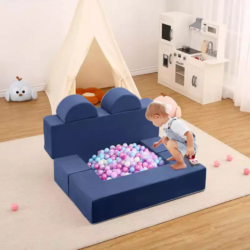 GustoWave Divano Modulare per Bambini 6 Pezzi, Set Divano da Gioco in Schiuma con Cuscini Staccabili, Divano Morbido Convertibile per Neonati e Bambini