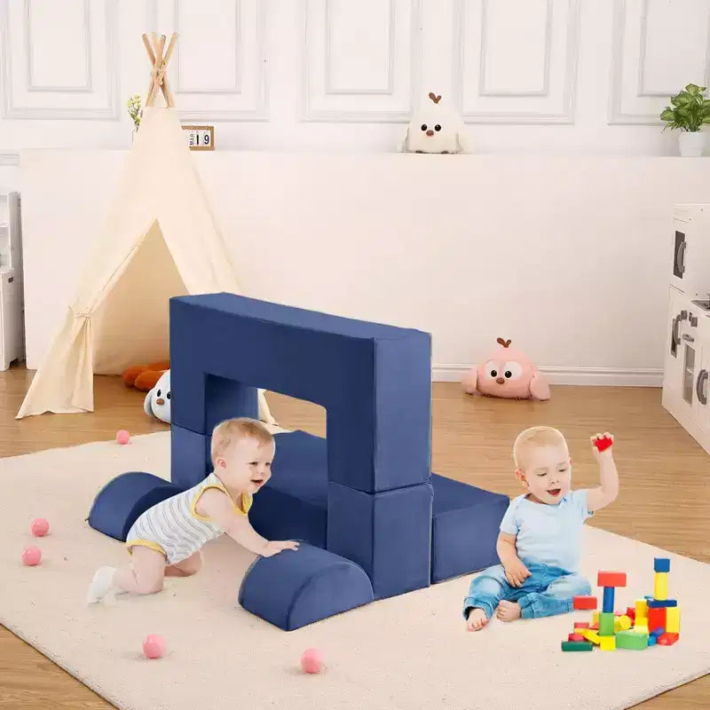 GustoWave Divano Modulare per Bambini 6 Pezzi, Set Divano da Gioco in Schiuma con Cuscini Staccabili, Divano Morbido Convertibile per Neonati e Bambini