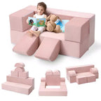 GustoWave Divano Modulare per Bambini 6 Pezzi, Set Divano da Gioco in Schiuma con Cuscini Staccabili, Divano Morbido Convertibile per Neonati e Bambini