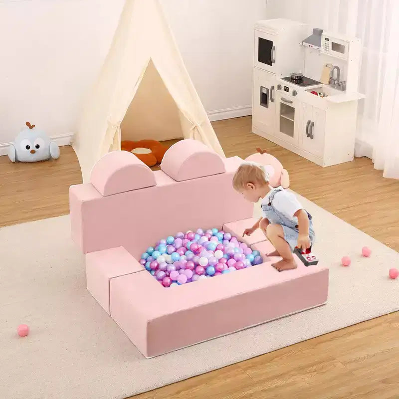 GustoWave Divano Modulare per Bambini 6 Pezzi, Set Divano da Gioco in Schiuma con Cuscini Staccabili, Divano Morbido Convertibile per Neonati e Bambini