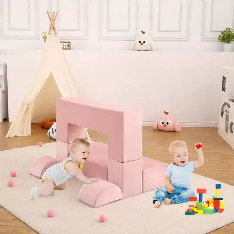 GustoWave Divano Modulare per Bambini 6 Pezzi, Set Divano da Gioco in Schiuma con Cuscini Staccabili, Divano Morbido Convertibile per Neonati e Bambini