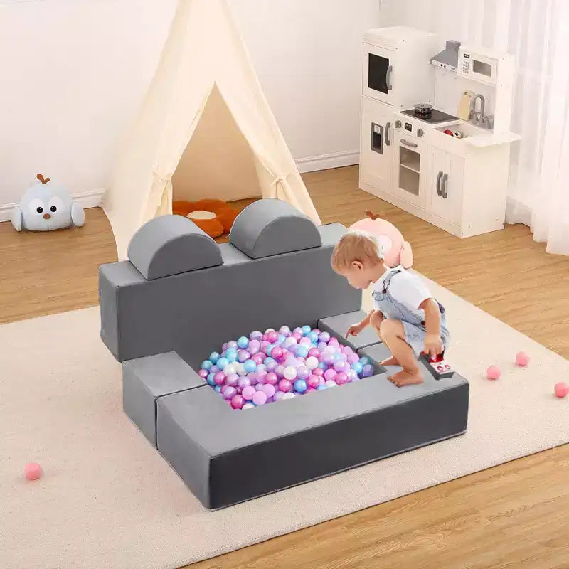 GustoWave Divano Modulare per Bambini 6 Pezzi, Set Divano da Gioco in Schiuma con Cuscini Staccabili, Divano Morbido Convertibile per Neonati e Bambini