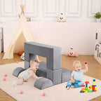 GustoWave Divano Modulare per Bambini 6 Pezzi, Set Divano da Gioco in Schiuma con Cuscini Staccabili, Divano Morbido Convertibile per Neonati e Bambini