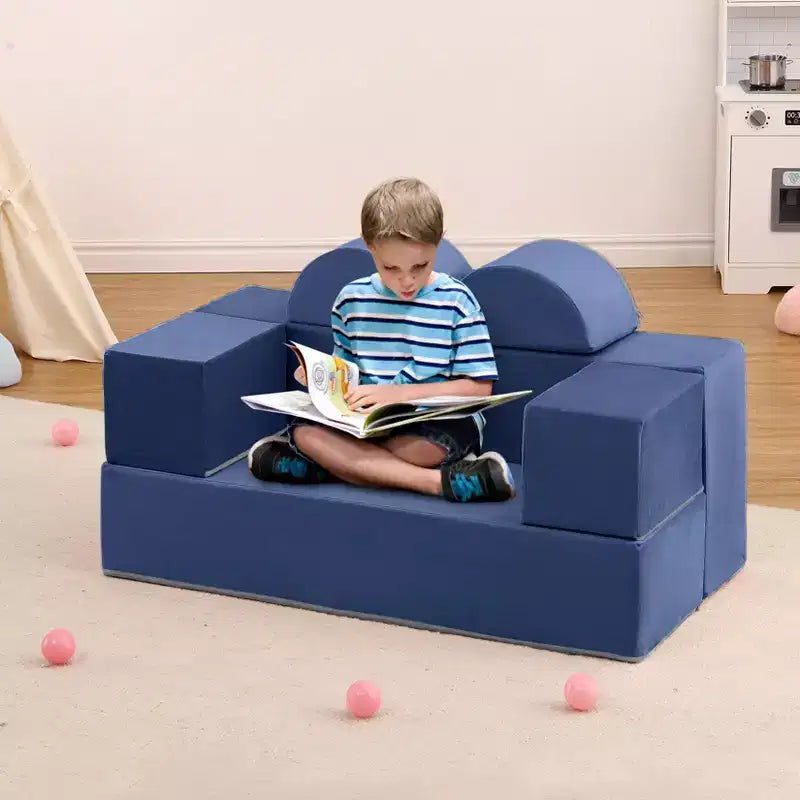GustoWave Divano Modulare per Bambini 6 Pezzi, Set Divano da Gioco in Schiuma con Cuscini Staccabili, Divano Morbido Convertibile per Neonati e Bambini