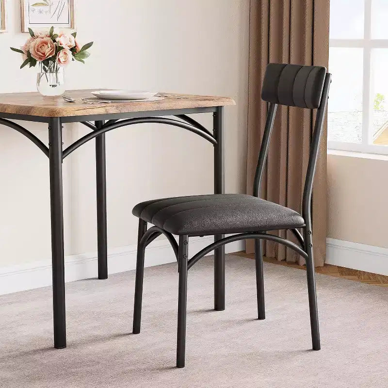 Set da pranzo quadrato rustico moderno, tavolo L 29,2' x P 30,1' A, sedie 33,7' 18,4' 17', 2 persone, metallo e MDF, facile da montare, salvaspazio