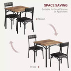 Set da pranzo quadrato rustico moderno, tavolo L 29,2' x P 30,1' A, sedie 33,7' 18,4' 17', 2 persone, metallo e MDF, facile da montare, salvaspazio