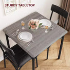 Set da pranzo quadrato rustico moderno, tavolo L 29,2' x P 30,1' A, sedie 33,7' 18,4' 17', 2 persone, metallo e MDF, facile da montare, salvaspazio