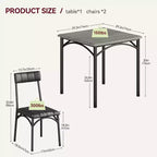 Set da pranzo quadrato rustico moderno, tavolo L 29,2' x P 30,1' A, sedie 33,7' 18,4' 17', 2 persone, metallo e MDF, facile da montare, salvaspazio
