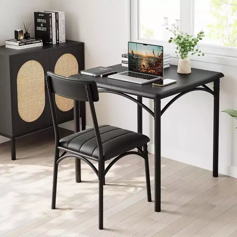 Set da pranzo quadrato rustico moderno, tavolo L 29,2' x P 30,1' A, sedie 33,7' 18,4' 17', 2 persone, metallo e MDF, facile da montare, salvaspazio