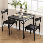Set da pranzo quadrato rustico moderno, tavolo L 29,2' x P 30,1' A, sedie 33,7' 18,4' 17', 2 persone, metallo e MDF, facile da montare, salvaspazio