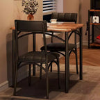 Set da pranzo quadrato rustico moderno, tavolo L 29,2' x P 30,1' A, sedie 33,7' 18,4' 17', 2 persone, metallo e MDF, facile da montare, salvaspazio