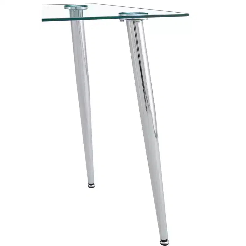 Tavolo da Pranzo per Piccoli Spazi, Tavolo da Pranzo Rettangolare Contemporaneo in Vetro Temperato con Gambe in Metallo per 4 Persone