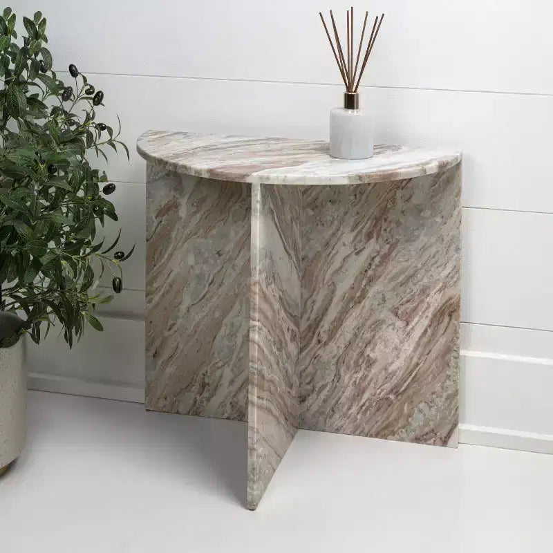 Tavolino consolle Patrice 20 Art Déco minimalista, in marmo naturale e fatto a mano