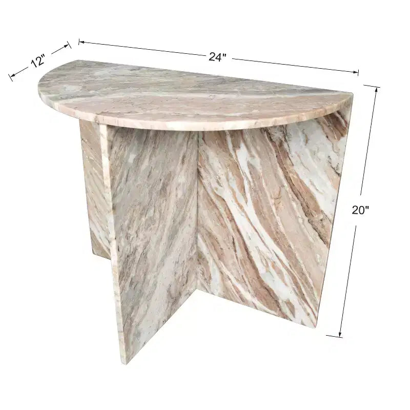 Tavolino consolle Patrice 20 Art Déco minimalista, in marmo naturale e fatto a mano