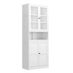 Armadio dispensa da cucina autoportante da 61", mobile contenitore regolabile con 4 ripiani, credenza in metallo resistente per sala da pranzo/soggiorno