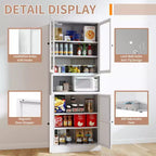 Armadio dispensa da cucina autoportante da 61", mobile contenitore regolabile con 4 ripiani, credenza in metallo resistente per sala da pranzo/soggiorno
