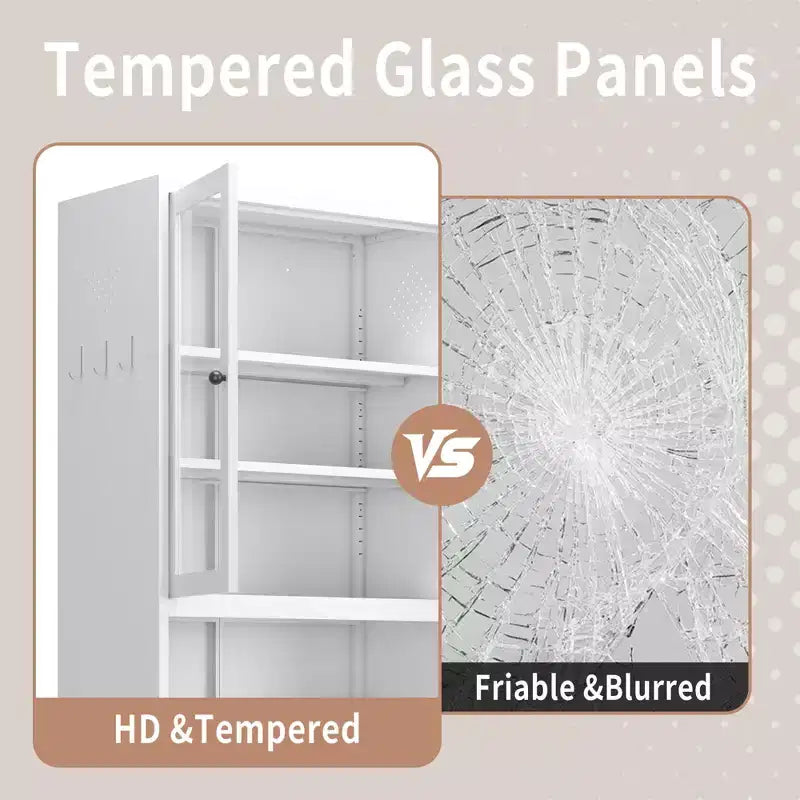 Armadio dispensa da cucina autoportante da 61", mobile contenitore regolabile con 4 ripiani, credenza in metallo resistente per sala da pranzo/soggiorno