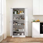 Armadio dispensa da cucina autoportante da 61", mobile contenitore regolabile con 4 ripiani, credenza in metallo resistente per sala da pranzo/soggiorno