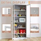 Armadio dispensa da cucina autoportante da 61", mobile contenitore regolabile con 4 ripiani, credenza in metallo resistente per sala da pranzo/soggiorno