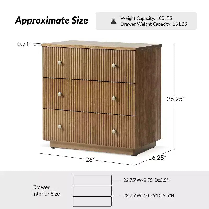 Comodino Albert a 3 cassetti set da 2 con legno massello e stazione di ricarica|ART OF LIVING DESIGNS-ACORN