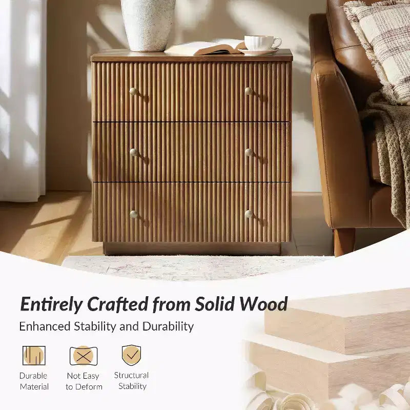 Comodino Albert a 3 cassetti set da 2 con legno massello e stazione di ricarica|ART OF LIVING DESIGNS-ACORN