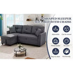 MooxvMoo 86 Moderno Divano Letto Angolare con Chaise Reversibile, Divano Letto a L Trasformabile a 3 Posti, Divano Estraibile in Tessuto Simil Lino, Grigio