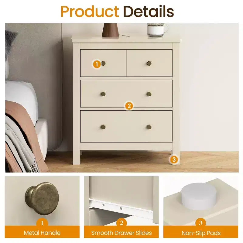 Comò moderno in legno a 3 cassetti per camera da letto