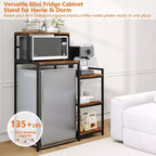 Supporto per mini-frigo con ripiano portaoggetti, stand per microonde a 5 livelli e organizer per angolo caffè con ripiani regolabili per dormitorio, appartamento, ufficio