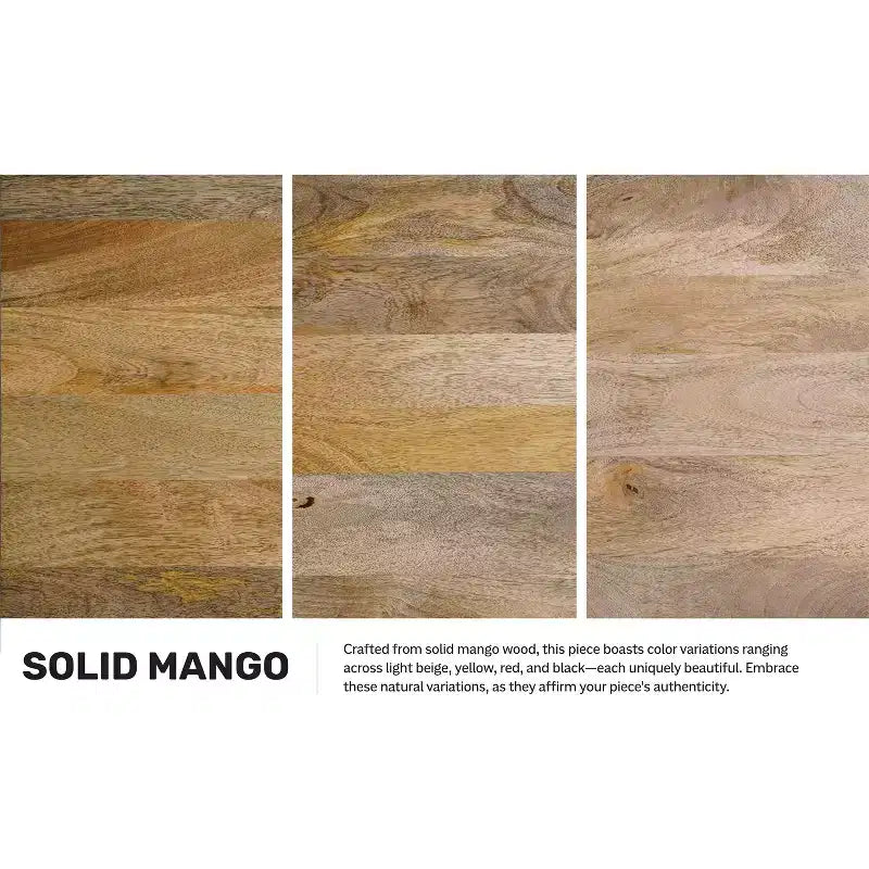 Tavolino finale contemporaneo boho Doncaster in legno massello di mango, larghezza 40 cm, già assemblato