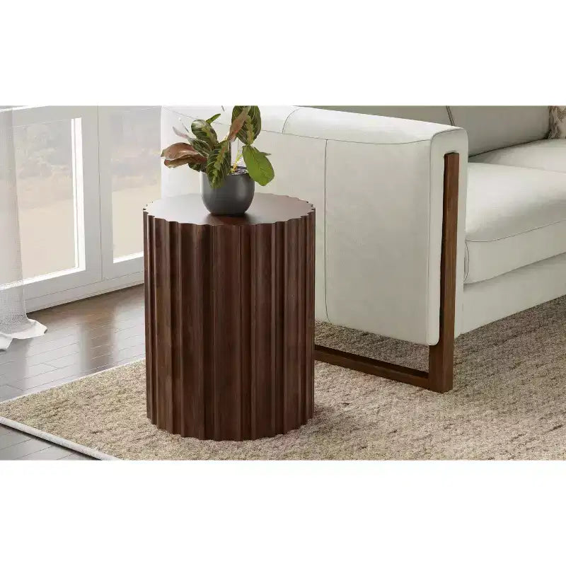 Tavolino finale contemporaneo boho Doncaster in legno massello di mango, larghezza 40 cm, già assemblato