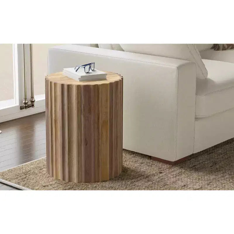 Tavolino finale contemporaneo boho Doncaster in legno massello di mango, larghezza 40 cm, già assemblato