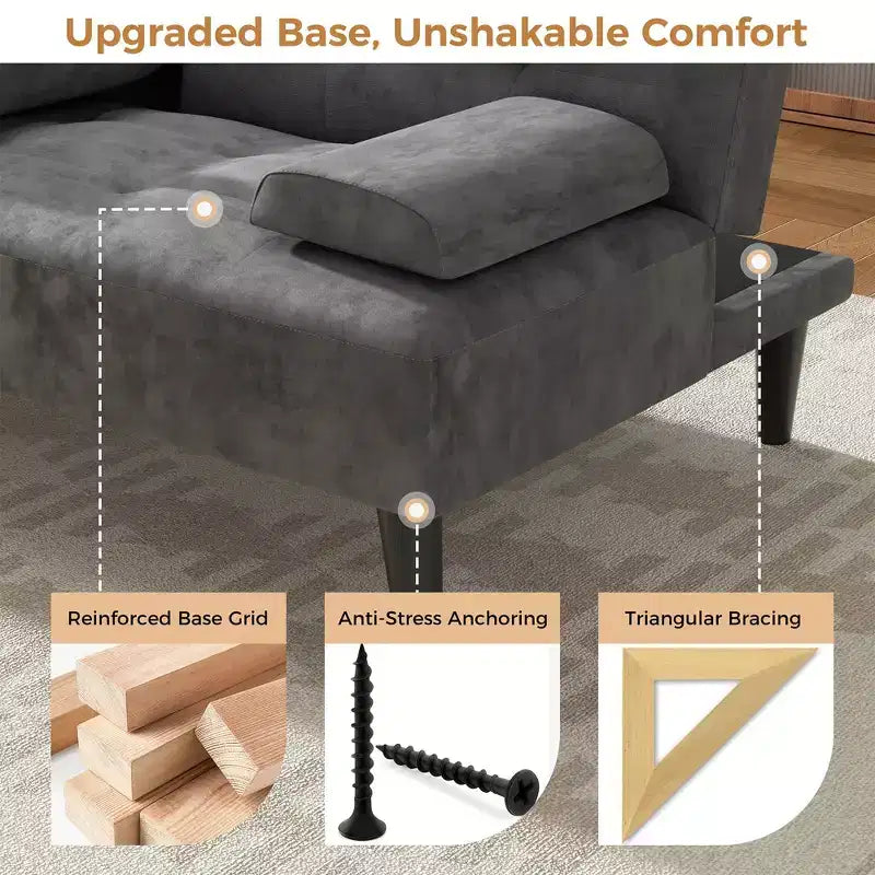 Divano letto futon convertibile Celebalcony, divano reclinabile piccolo, divano letto regolabile 64 per soggiorno, bracciolo rimovibile