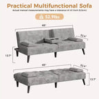 Divano letto futon convertibile Celebalcony, divano reclinabile piccolo, divano letto regolabile 64 per soggiorno, bracciolo rimovibile