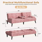 Divano letto futon convertibile Celebalcony, divano reclinabile piccolo, divano letto regolabile 64 per soggiorno, bracciolo rimovibile