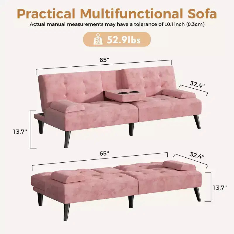 Divano letto futon convertibile Celebalcony, divano reclinabile piccolo, divano letto regolabile 64 per soggiorno, bracciolo rimovibile
