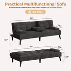 Divano letto futon convertibile Celebalcony, divano reclinabile piccolo, divano letto regolabile 64 per soggiorno, bracciolo rimovibile