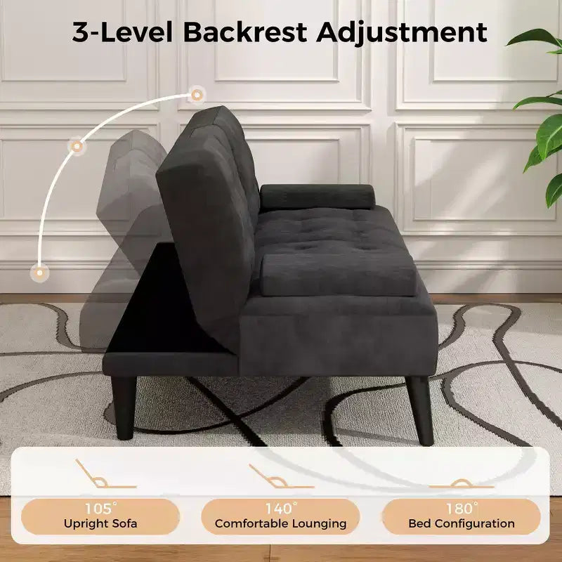 Divano letto futon convertibile Celebalcony, divano reclinabile piccolo, divano letto regolabile 64 per soggiorno, bracciolo rimovibile