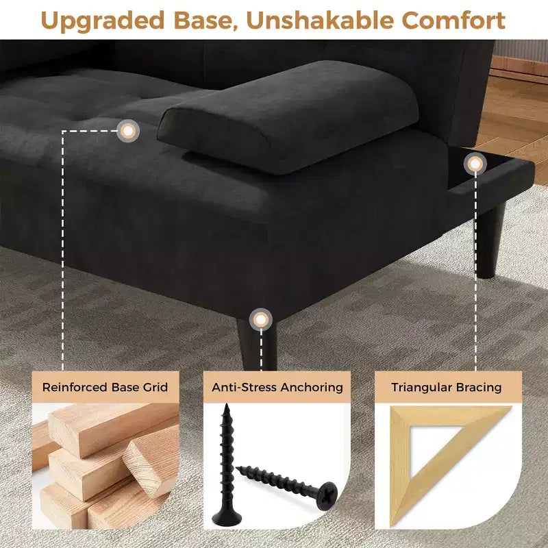 Divano letto futon convertibile Celebalcony, divano reclinabile piccolo, divano letto regolabile 64 per soggiorno, bracciolo rimovibile