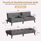 Divano letto futon convertibile Celebalcony, divano reclinabile piccolo, divano letto regolabile 64 per soggiorno, bracciolo rimovibile